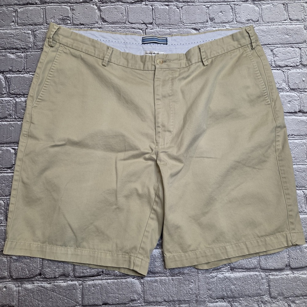 Peter Millar Shorts Mens 40 Beige Pima Cotton Stretch Chino Flat Front Casual